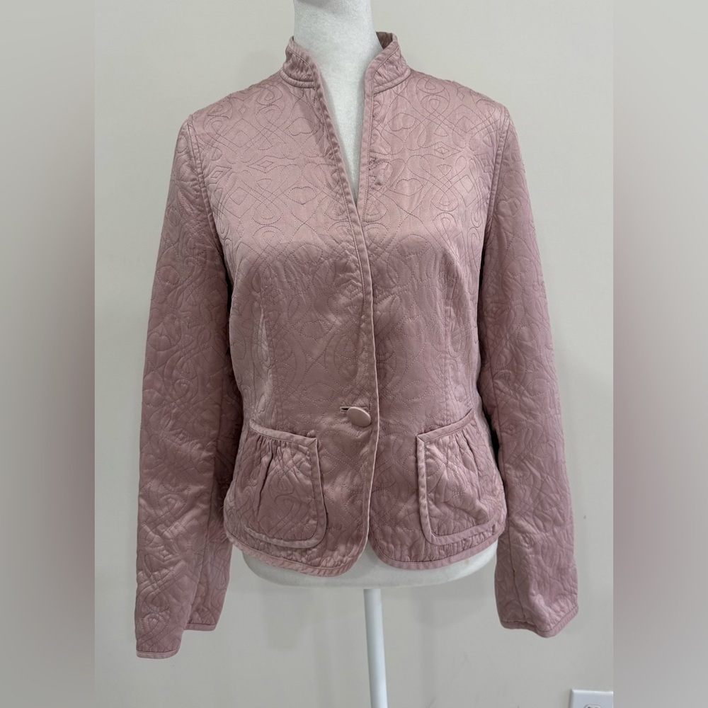 Banana Republic Jacket Women’s Pink Silk Quilted Lightweight Blazer Size M